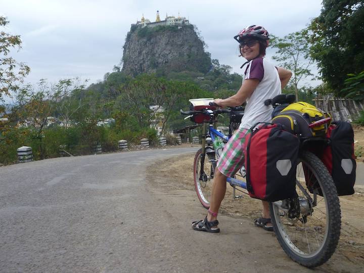 We then rode down to the base of the pagoda, built atop a volcanic plug. 